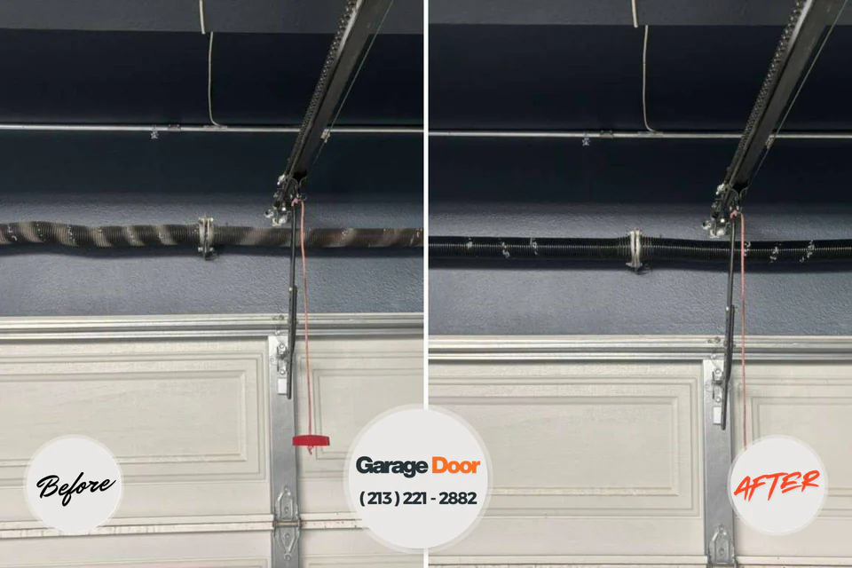 Before and after: garage door repair Kendalwood Acres Prairieville